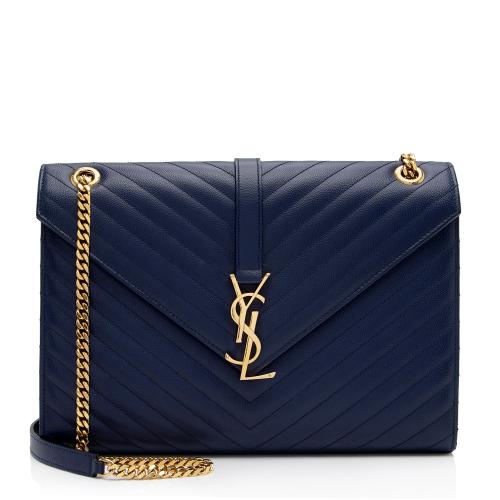 Saint Laurent Matelasse Grain de Poudre Monogram Large Shoulder Bag