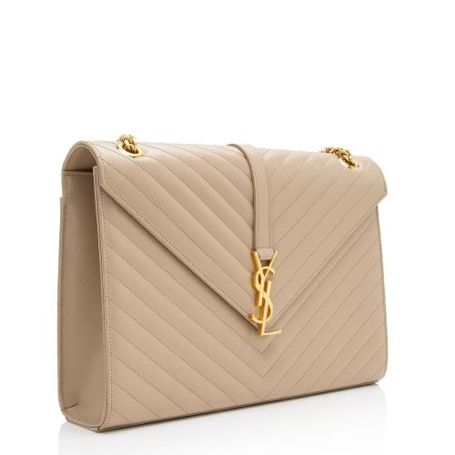 Saint Laurent Matelasse Grain de Poudre Monogram Large Shoulder Bag