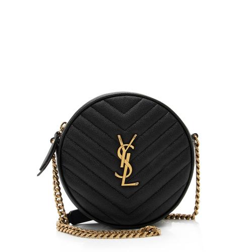 Saint Laurent Matelasse Grain de Poudre Monogram Vinyle Round Camera Bag