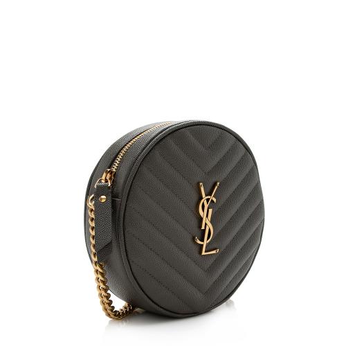 Saint Laurent Matelasse Grain de Poudre Monogram Vinyle Round Camera Bag