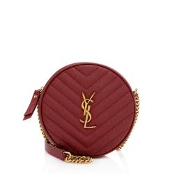 Saint Laurent Matelasse Grain de Poudre Monogram Vinyle Round Camera Bag