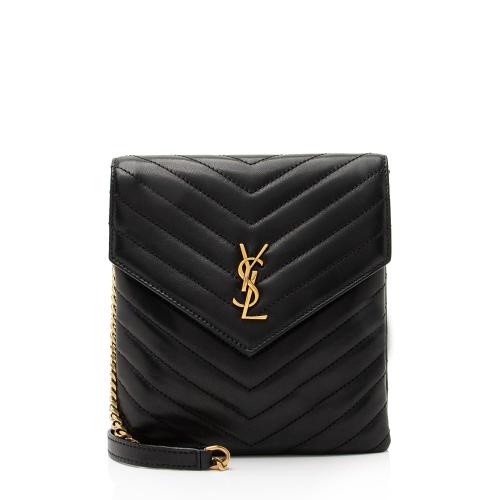 Saint Laurent Matelasse Lambskin Monogram Small Double Flap Bag