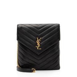 Saint Laurent Matelasse Lambskin Monogram Small Double Flap Bag