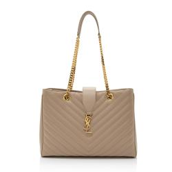 Saint Laurent Matelasse Leather Monogram Chain Shopper Tote