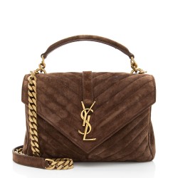 Saint Laurent Matelasse Suede Monogram College Medium Shoulder Bag