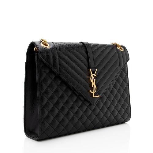 Saint Laurent Mixed Matelasse Grain de Poudre Monogram Large Envelope Bag