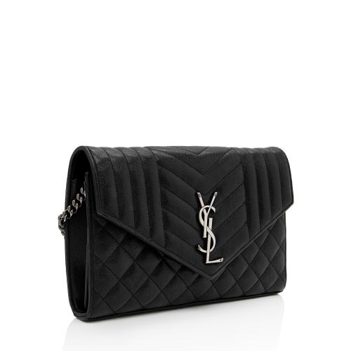 Saint Laurent Mixed Matelasse Calfskin Monogram Chain Wallet