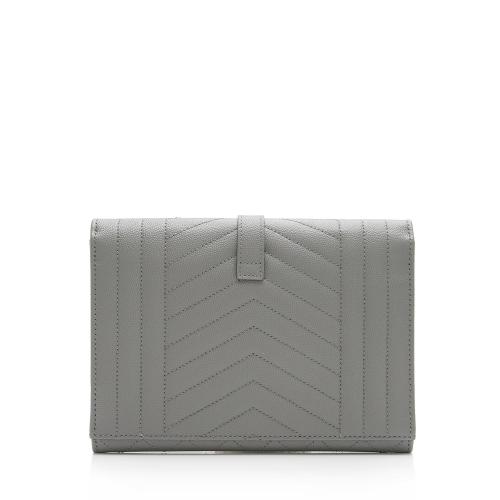 Saint Laurent Mixed Matelasse Grain de Poudre Monogram Envelope Pouch