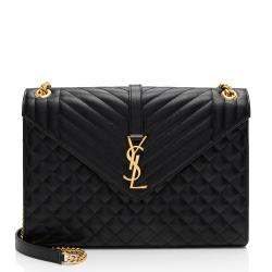 Saint Laurent Mixed Matelasse Grain de Poudre Monogram Large Envelope Bag