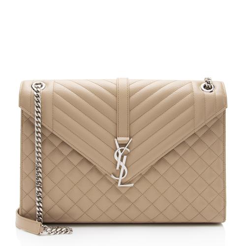 Saint Laurent Mixed Matelasse Grain de Poudre Monogram Large Envelope Bag