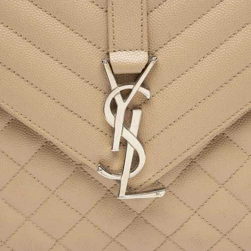 Saint Laurent Mixed Matelasse Grain de Poudre Monogram Large Envelope Bag