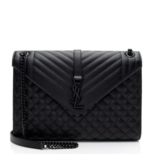 Saint Laurent Mixed Matelasse Grain de Poudre Monogram Large Envelope Bag