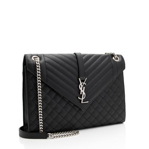 Saint Laurent Mixed Matelasse Grain de Poudre Monogram Large Envelope Bag