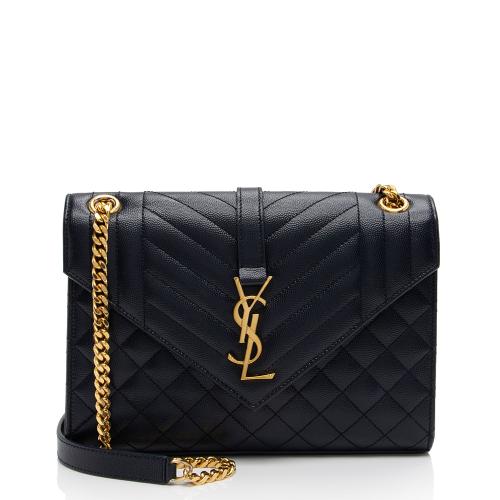 Saint Laurent Mixed Matelasse Grain de Poudre Monogram Medium Shoulder Bag