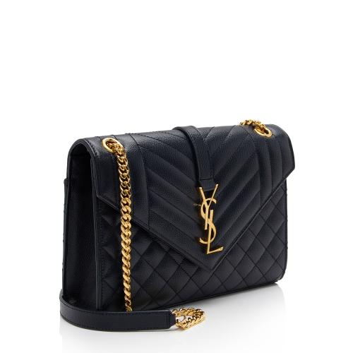 Saint Laurent Mixed Matelasse Grain de Poudre Monogram Medium Shoulder Bag