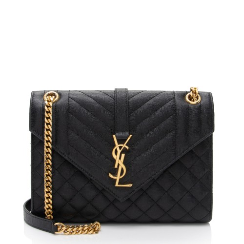 Saint Laurent Mixed Matelasse Grain de Poudre Monogram Medium Shoulder Bag