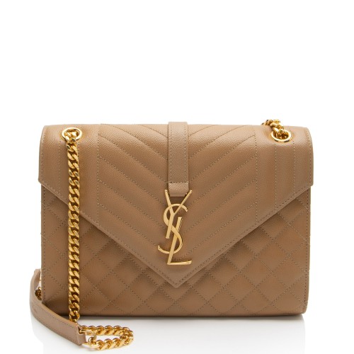 Saint Laurent Mixed Matelasse Grain de Poudre Monogram Medium Shoulder Bag