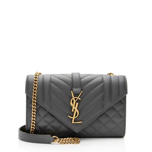 Saint Laurent Mixed Matelasse Grain de Poudre Monogram Small Shoulder Bag