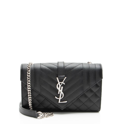 Saint Laurent Mixed Matelasse Grain de Poudre Monogram Small Shoulder Bag