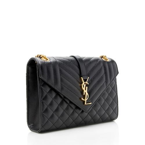 Saint Laurent Mixed Matelasse Grain de Poudre Monogram Medium Shoulder Bag