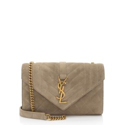 Saint Laurent Mixed Matelasse Suede Monogram Small Shoulder Bag