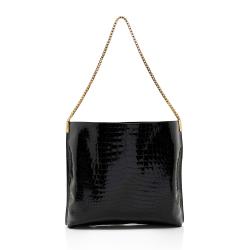 Saint Laurent Patent Croc Embossed Leather Suzanne Medium Hobo