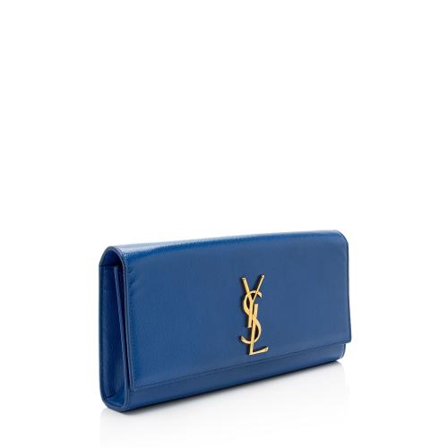 Saint Laurent Patent Leather Grain de Poudre Monogram Kate Clutch