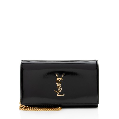 Saint Laurent Patent Leather Monogram Kate Wallet on Chain