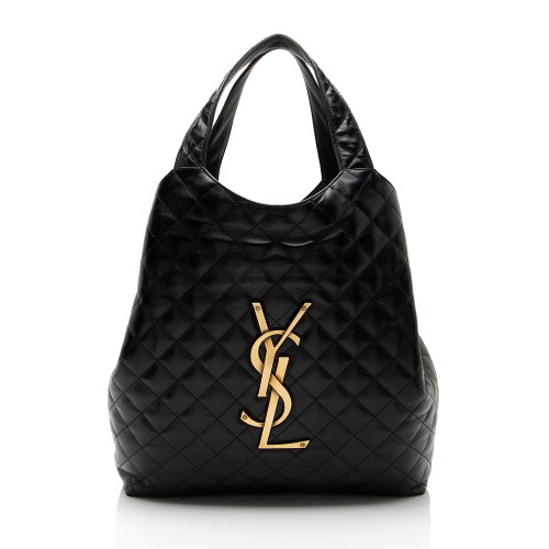 Saint Laurent Quilted Lambskin Monogram Icare Maxi Shopping Tote