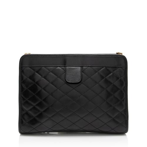 Saint Laurent Quilted Lambskin Monogram Victoire Baby Chain Clutch