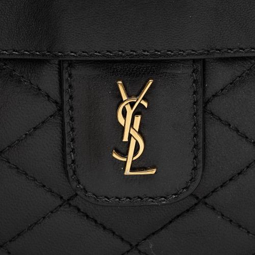 Saint Laurent Quilted Lambskin Monogram Victoire Baby Chain Clutch