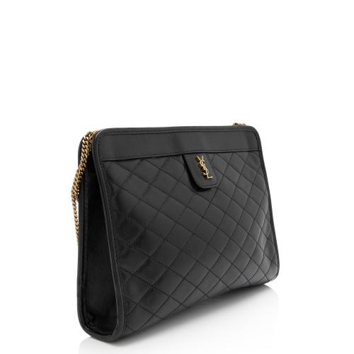 Saint Laurent Quilted Lambskin Monogram Victoire Baby Chain Clutch