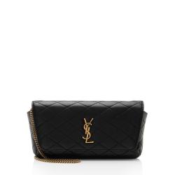 Saint Laurent Quilted Leather Gaby Phone Holder Shoulder Bag