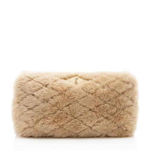 Saint Laurent Shearling Lambskin Puffer Sade Clutch