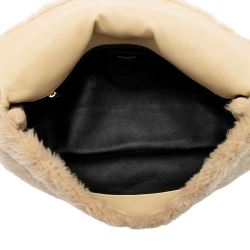 Saint Laurent Shearling Lambskin Puffer Sade Clutch