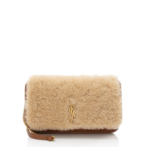 Saint Laurent Smooth Calfskin Shearling Phone Holder Shoulder Bag