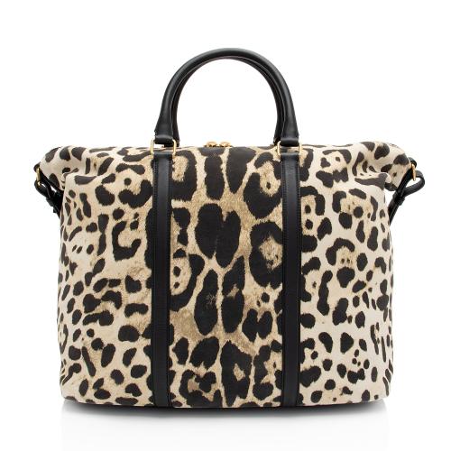 Saint Laurent Suede Leopard Print Camden Tote