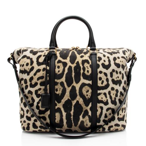 Saint Laurent Suede Leopard Print Camden Tote