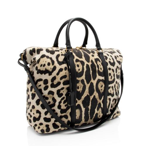 Saint Laurent Suede Leopard Print Camden Tote