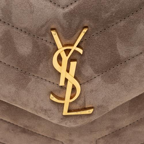 Saint Laurent Suede Monogram LouLou Chain Small Crossbody