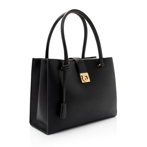 Salvatore Ferragamo Calfskin Gancini Lock Marlene Medium Tote