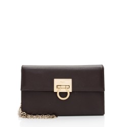 Salvatore Ferragamo Calfskin Gancini Wallet on Chain