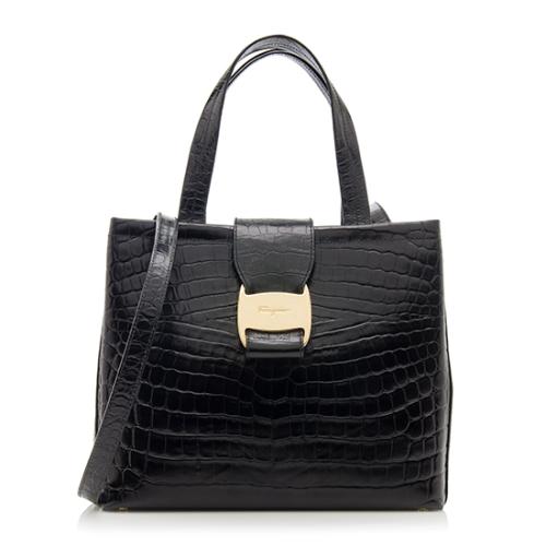 Salvatore Ferragamo Croc Embossed Tote