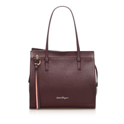 Salvatore Ferragamo Gancini Leather Tote Bag