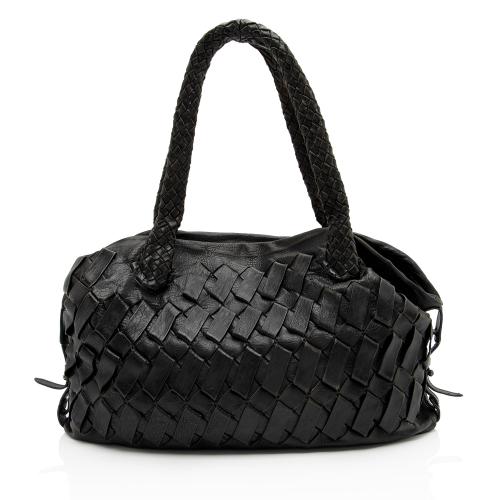 Salvatore Ferragamo Leather Basketweave Shoulder Bag