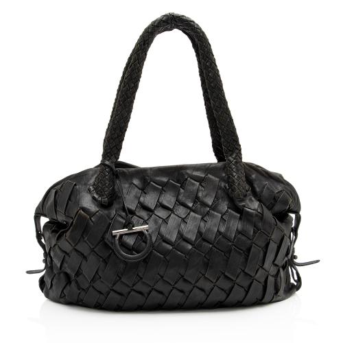 Salvatore Ferragamo Leather Basketweave Shoulder Bag