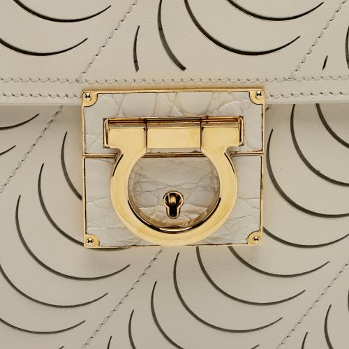 Salvatore Ferragamo Leather Laser Cut Top Handle