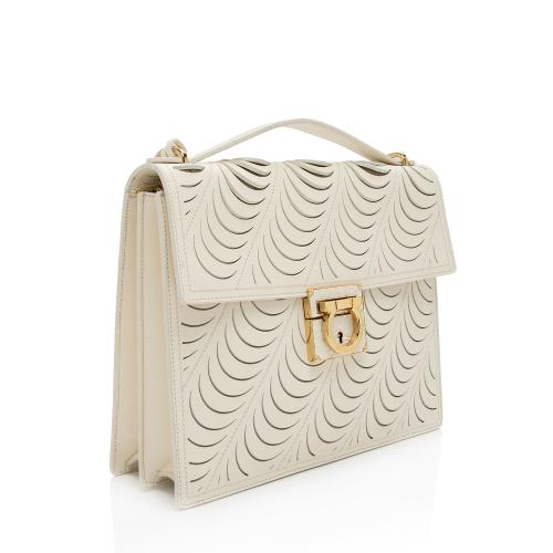 Salvatore Ferragamo Leather Laser Cut Top Handle