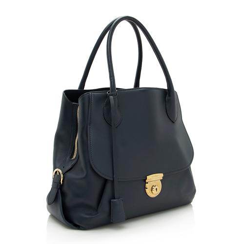 Salvatore Ferragamo Leather Fiamma North/South Tote