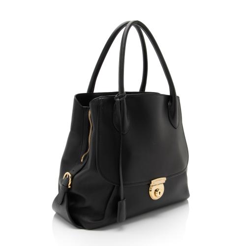 Salvatore Ferragamo Leather Fiamma North/South Tote